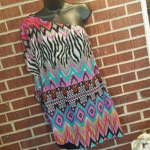 Bisou Bisou Zebra Tribal 1 Shoulder Bodycon Dress